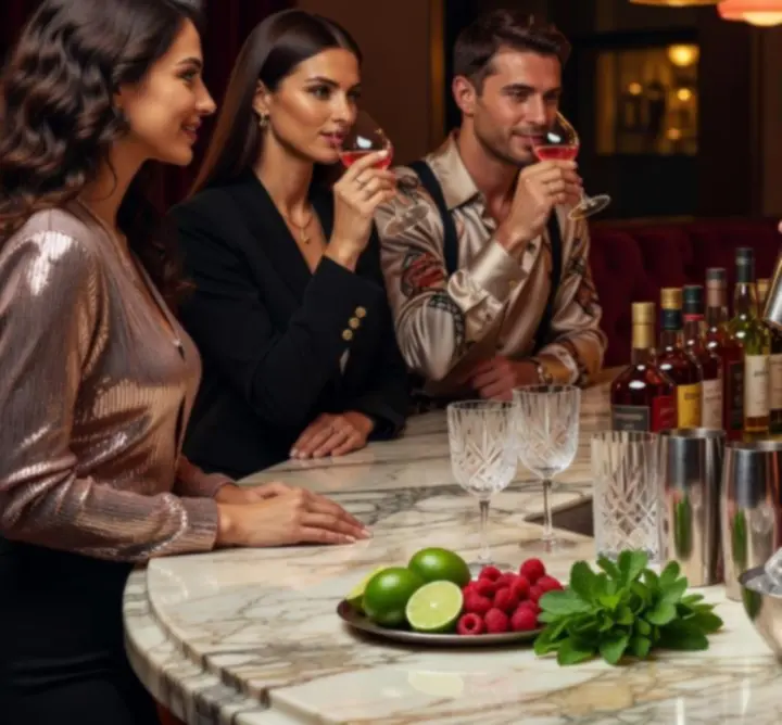 Atelier cocktail animé par un mixologue dans un bar élégant