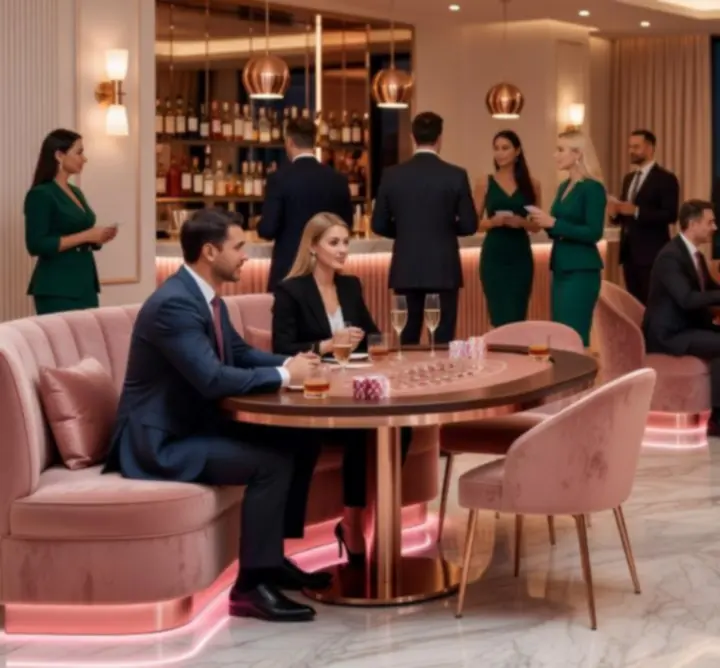 Soirée d'entreprise avec ambiance conviviale et tables thématiques chez Casi Lignes