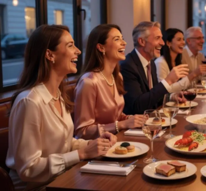 Soirée animée au Casi Lignes avec invités autour de tables conviviales.